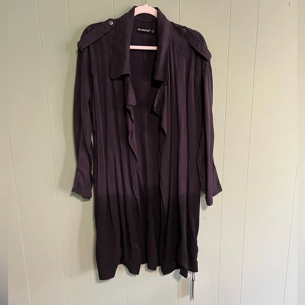 NWT BLANK NYC Dip Dye Dual Tone Gray Black Trench Coat Open Tunic Women'… - Picture 3 of 16